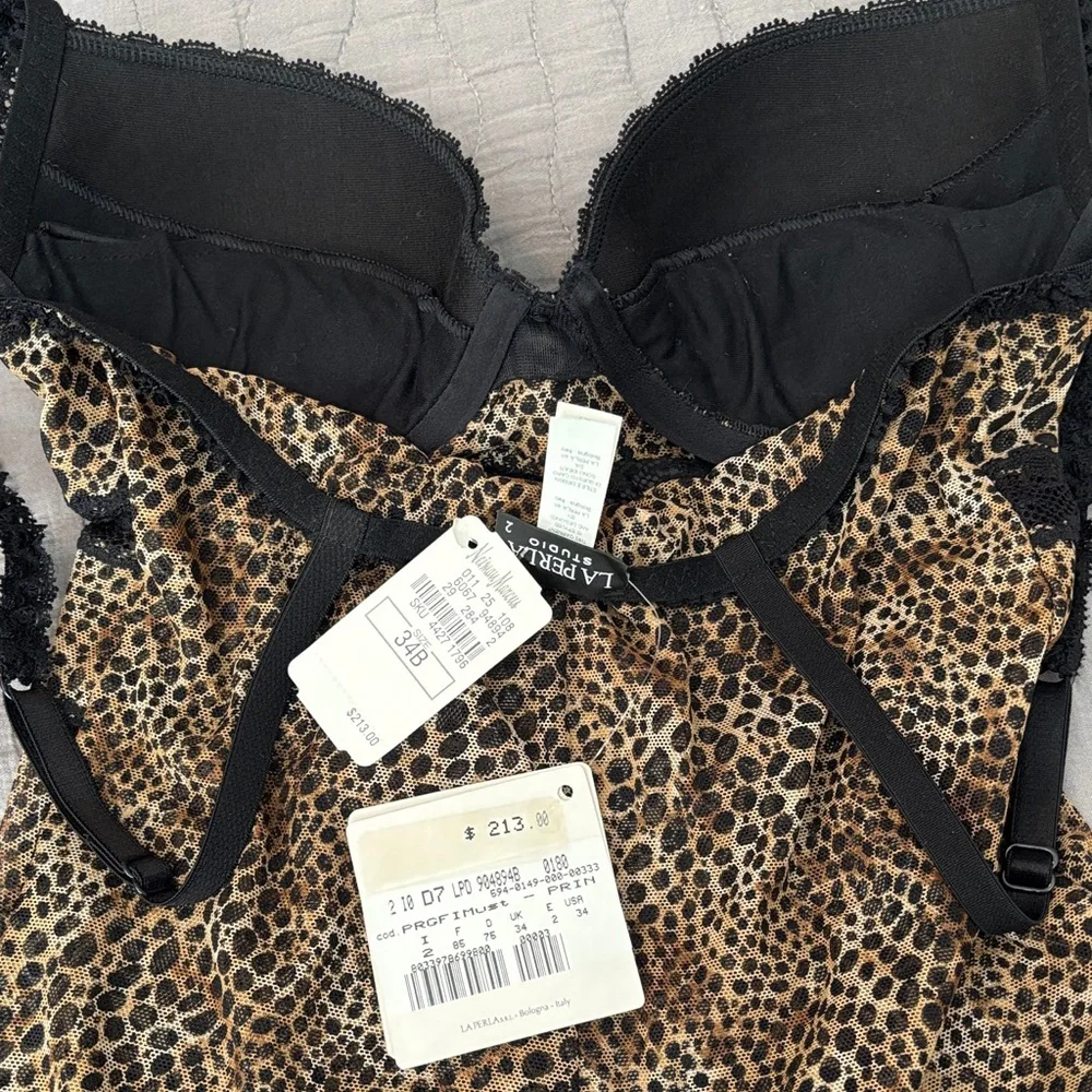 La Perla Animal Print Mesh Chemise with Black Lace - Picture 8 of 8